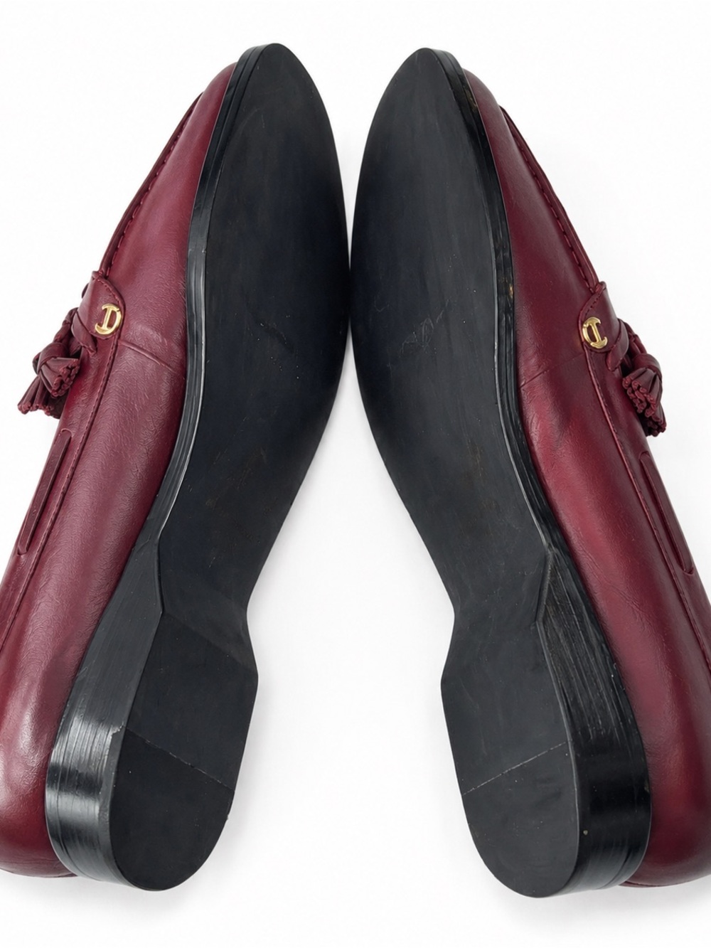 Etienne Aigner Womenâs 9M Burgundy Leather Tassel Loafers - Picture 6 of 8